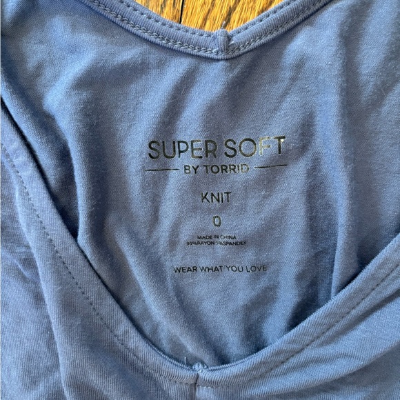 Torrid Super Soft Midi Dress Plus Size 00X / 12 Blue Stretchy Tie Waist Pockets - Picture 4 of 5